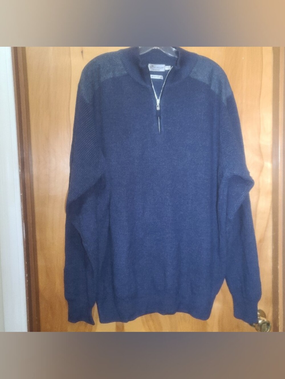 Peter Millar Mountainside Navy Blue Merino Wool Quarter Zip Sweater Size XXL